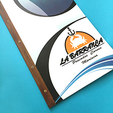 menu con encuadernado remachado